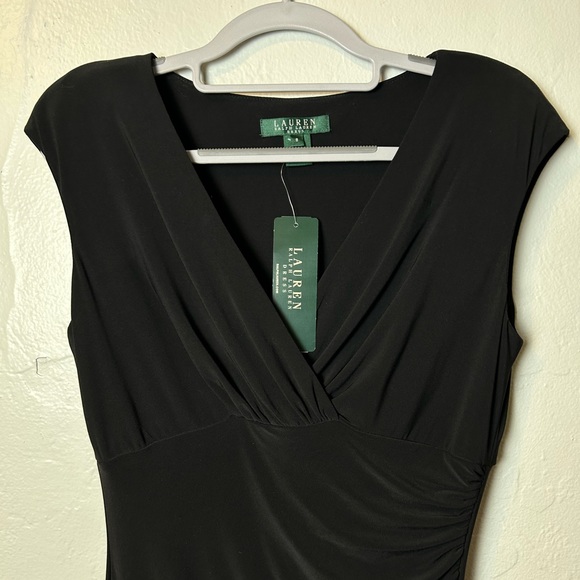 Ralph Lauren Black Short Sleeve Rouche Dress - Picture 3 of 5